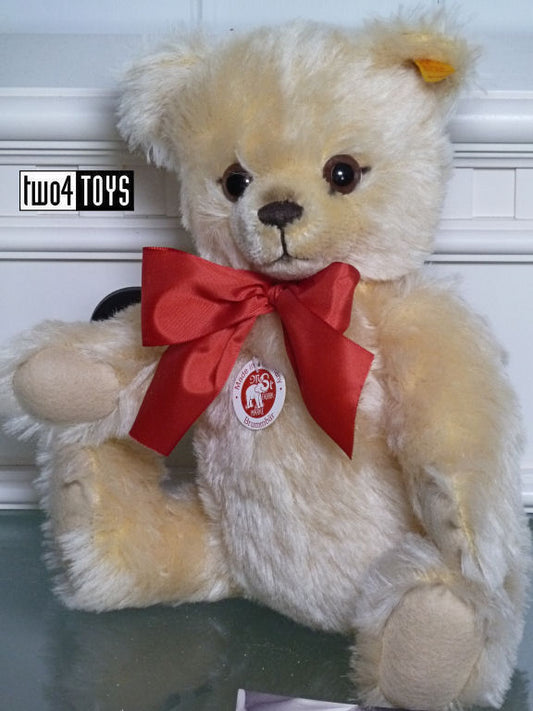 STEIFF BLONDE BEAR WITH RED RIBBON