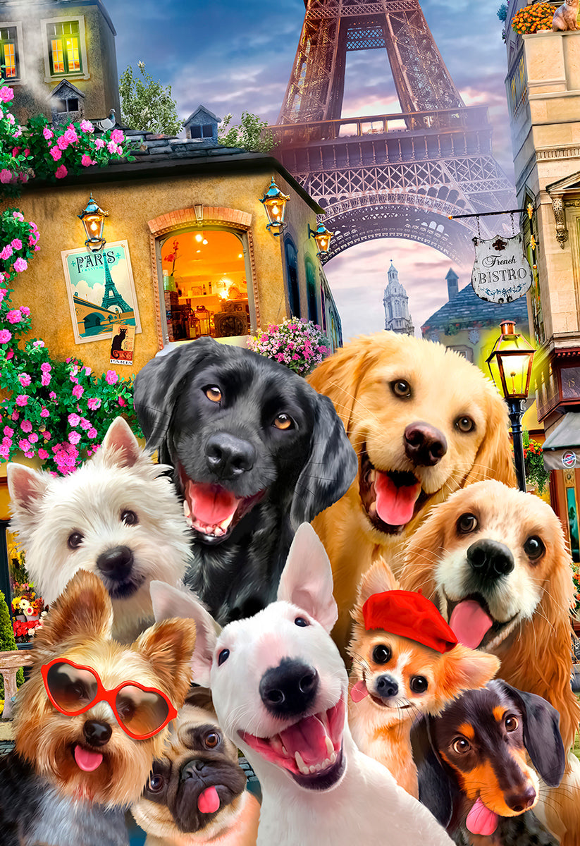 PUPPIES IN PARIS 300 PC WOODEN PUZZLE