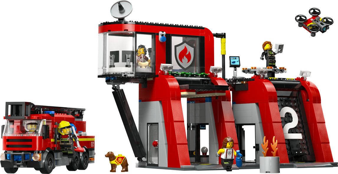 60414 FIRE STATION WITH FIRE TRUCK