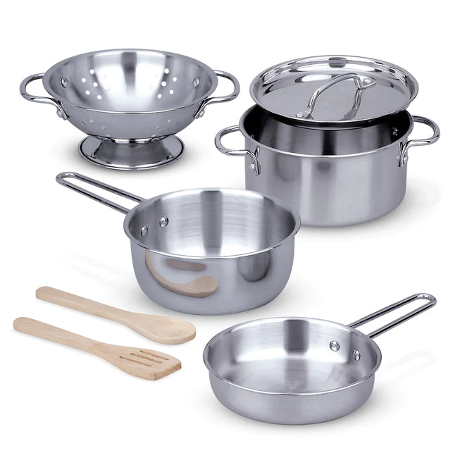 MELISSA & DOUG STAINLESS STEEL POTS AND PANS