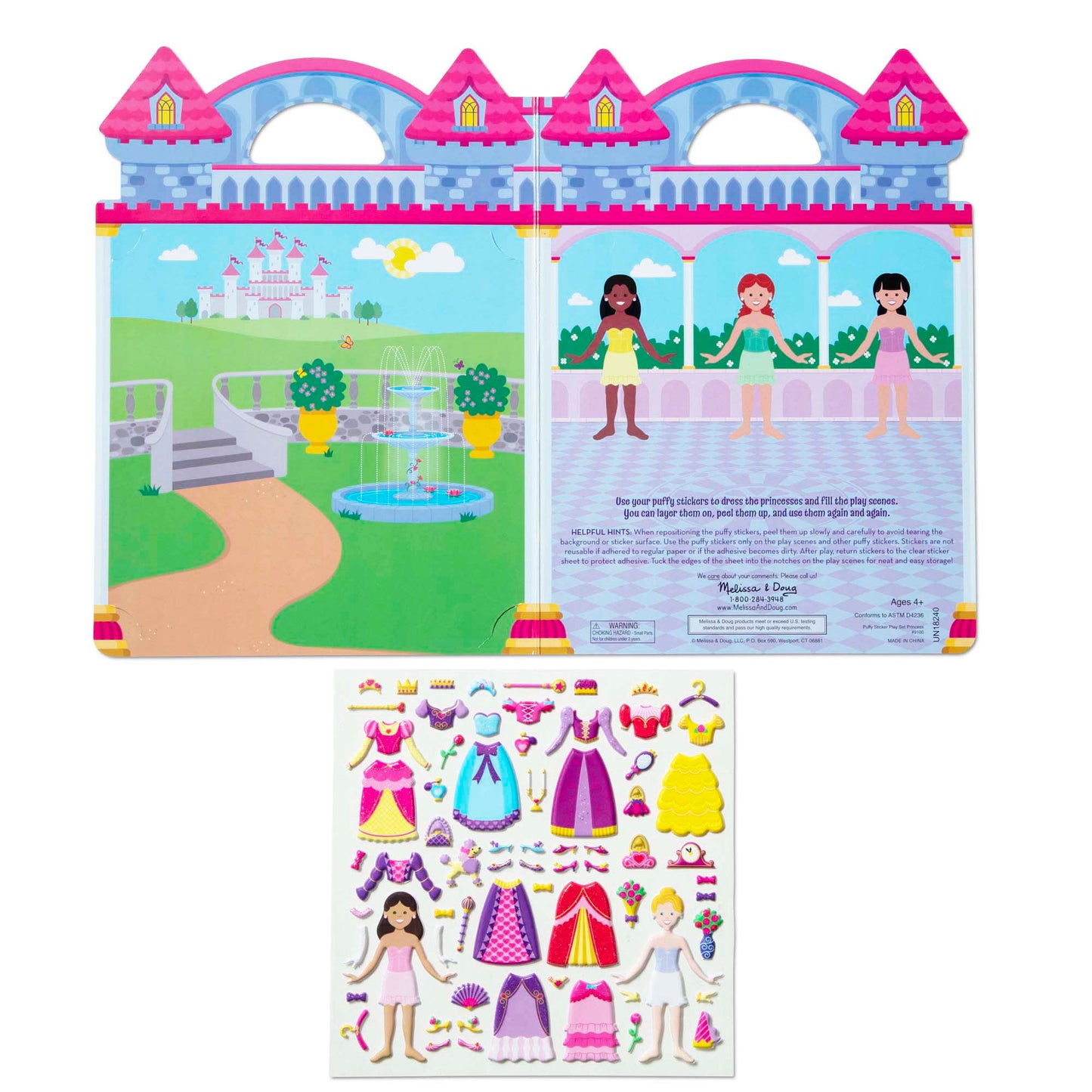 MELISSA & DOUG PUFFY STICKER PLAY SET PRINCESS