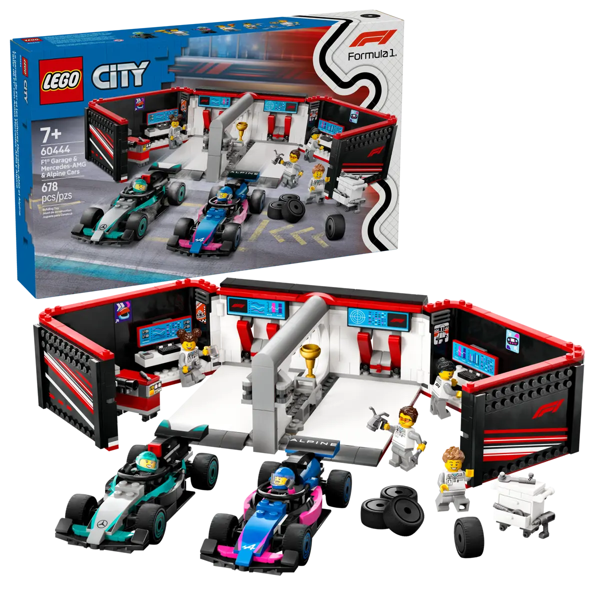 60444 F1 GARAGE AND MERCEDES-AMG AND ALPINE CARS