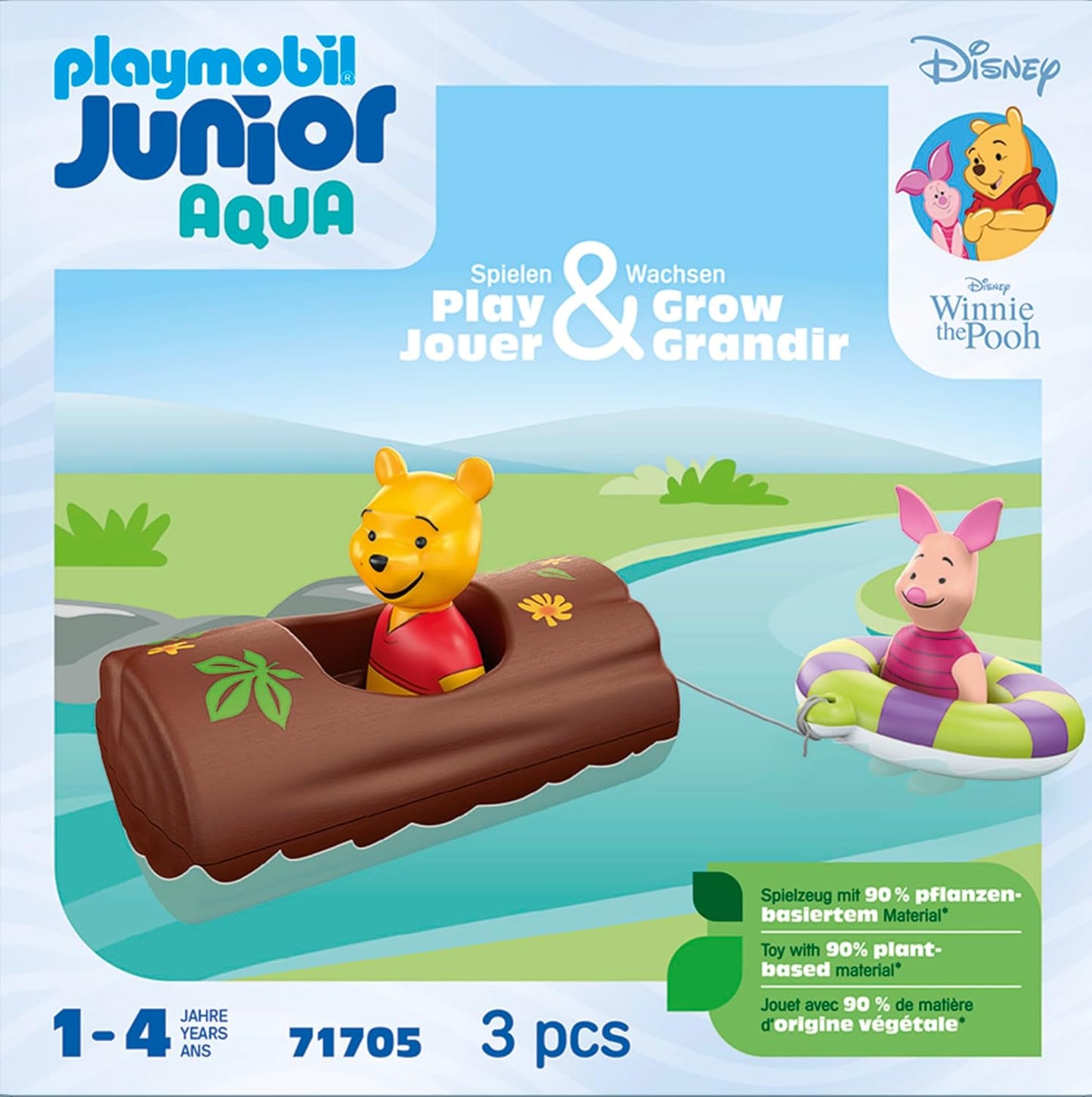 PLAYMOBIL JR AQUA #71705 WINNIE THE POOH & PIGLETS LOG RIDE