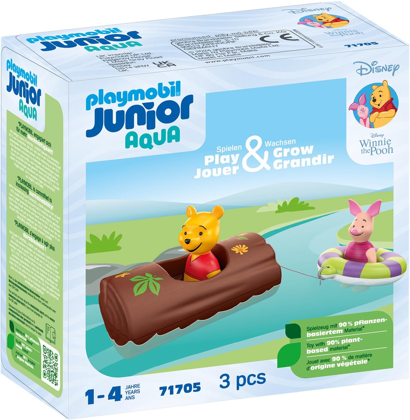 PLAYMOBIL JR AQUA #71705 WINNIE THE POOH & PIGLETS LOG RIDE