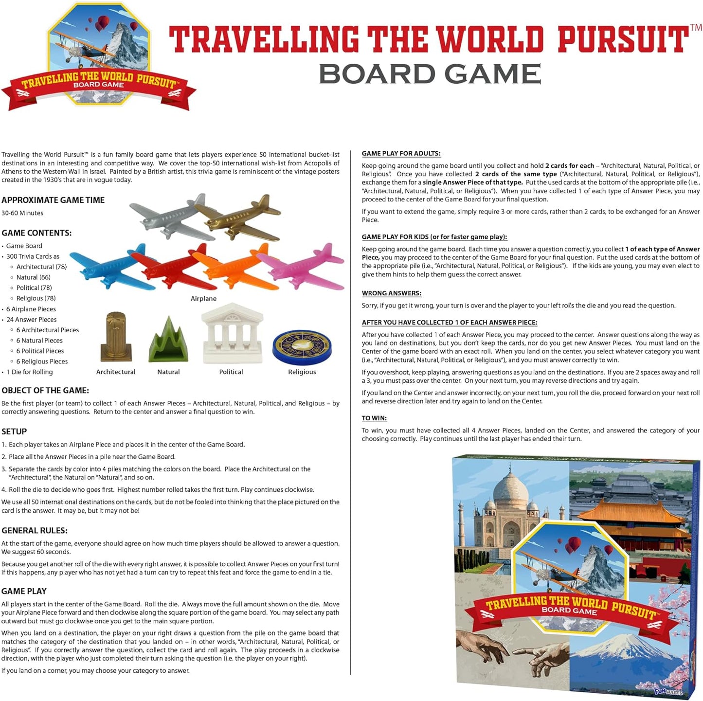 TRAVELLING THE WORLD PURSUIT BOARD GAME