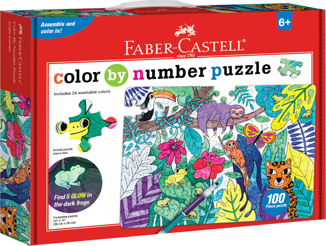 COLOR BY NUMBER PUZZLE- JUNGLE ANIMALS